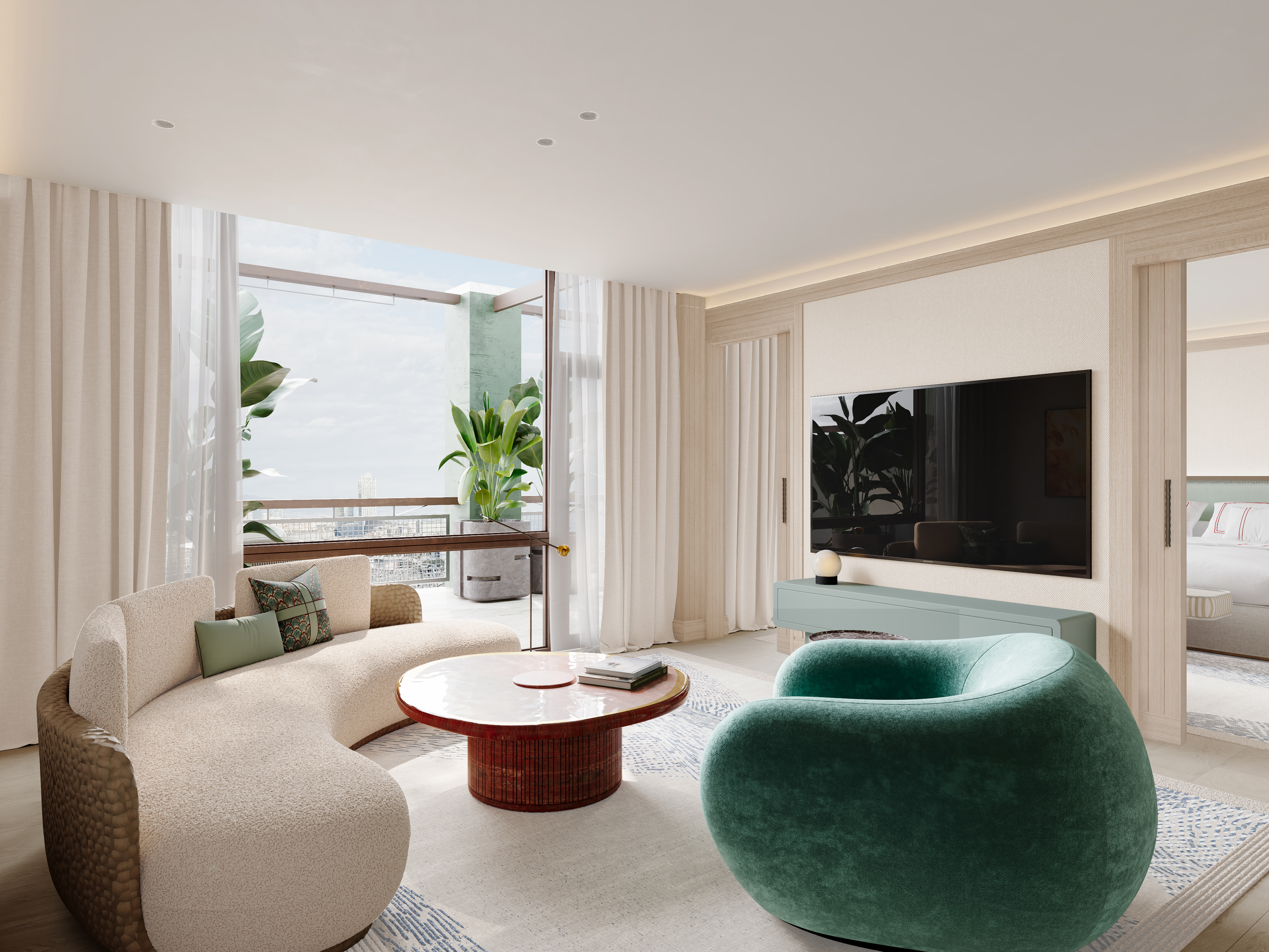 The pinnacle of exclusivity: three bedrooms at the hotel’s highest point.